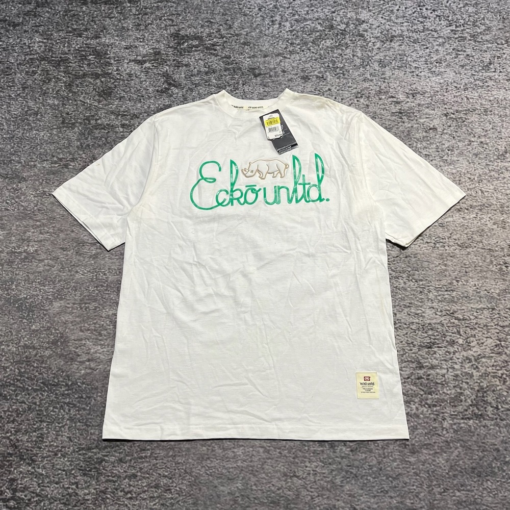 NWT Ecko UNLTD T Shirt Mens‎ Medium Oversized White Vintage Y2K Hip-Hop Rhino